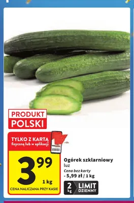 Ogórki szklarniowe polskie promocja w Intermarche