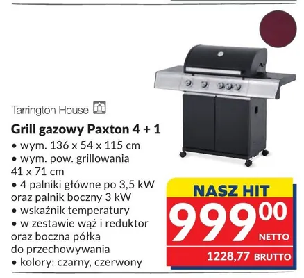 Grill gazowy Paxton 4 + 1 Tarrington House czerwony promocja w Makro