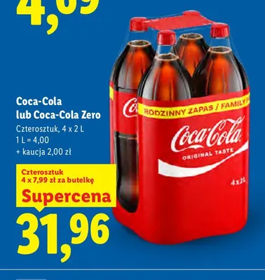Napój gazowany Coca-Cola Zero 4-pak promocja w Lidl