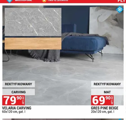 Gres Velaria Carving rektyfikowany promocja w Merkury Market