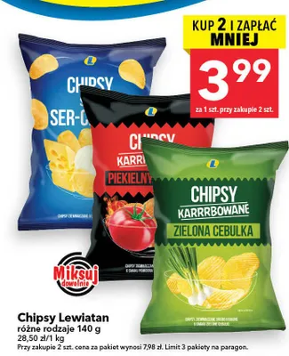 Chipsy karrrbowane zielona cebulka promocja w LEWIATAN