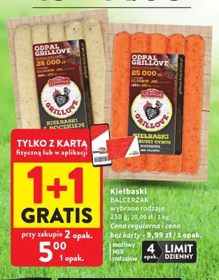 Kiełbaski ruszt gyros wieprzowe Balcerzak promocja w Intermarche