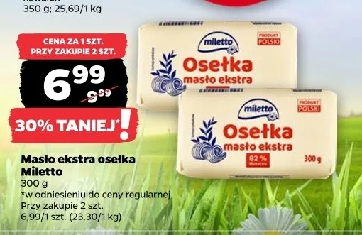 Masło ekstra osełka Miletto promocja w Netto