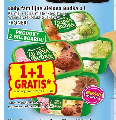Lody familijne Zielona Budka Wanilia-czekolada-truskawka promocja w Prim Market