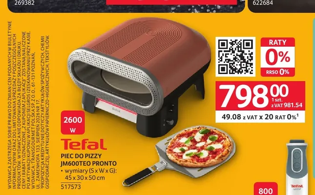 Piec do pizzy Tefal JM600TEO Pronto promocja w Selgros