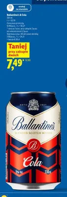 Drink Ballantine's & Cola promocja w Lidl