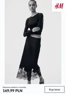 Satynowa spódnica z koronką H & M promocja w H&M