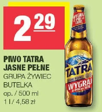 Piwo Tatra jasne pełne Grupa Żywiec butelka promocja w SPAR