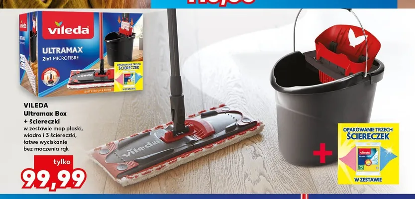 Mop płaski Vileda Ultramax Box + 3 ściereczki promocja w Kaufland