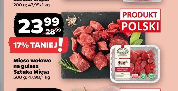 Mięso wołowe na gulasz Sztuka Mięsa promocja w Netto