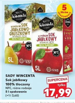 Sok jabłkowy 100% tłoczony NFC Sady Wincenta promocja w Kaufland