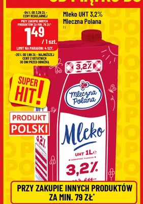 Mleko UHT Mleczna Polana 3,2% promocja w POLOmarket