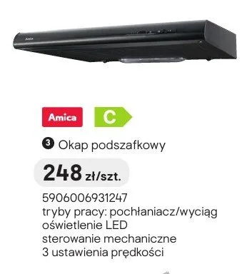 Okap podszafkowy Amica promocja w Castorama