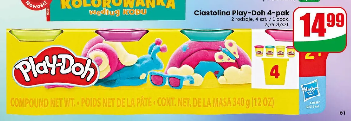 Ciastolina Play-Doh 4-pak promocja w Dino