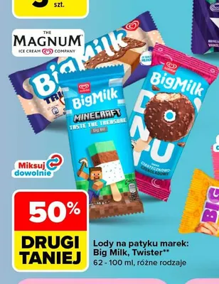 Lody Big Milk Trio promocja w Carrefour Market