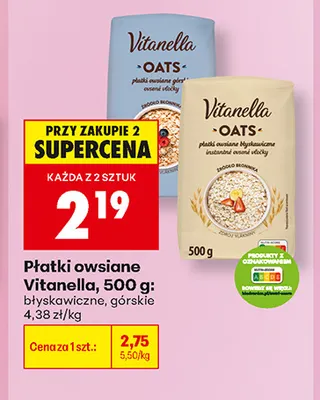 Płatki owsiane górskie Vitanella promocja w Biedronka