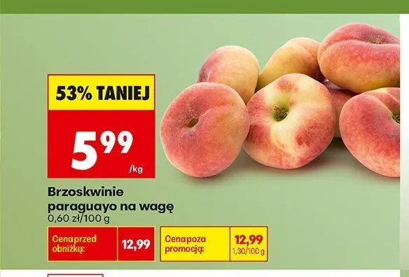 Brzoskwinie paraguayo na wagę promocja w Biedronka
