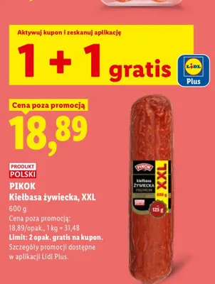 Kiełbasa żywiecka XXL Pikok promocja w Lidl