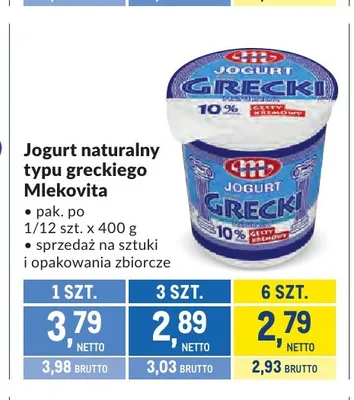 Jogurt naturalny typu greckiego Mlekovita promocja w Makro
