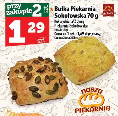 Bułka Piekarnia Sokołowska 70g promocja w TOPAZ