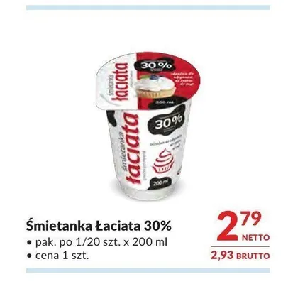 Śmietanka Łaciata 30% promocja w Makro