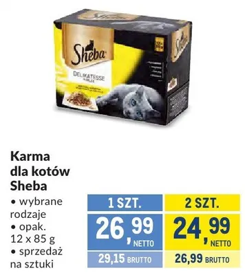 Karma dla kotów Sheba wybrane rodzaje 12 x 85 g promocja w Makro