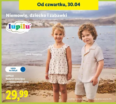 Komplet dziecięcy z bawełny muślinowej promocja w Lidl