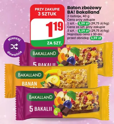 Baton zbożowy BA! Bakalland 5 bakalii promocja w Dino