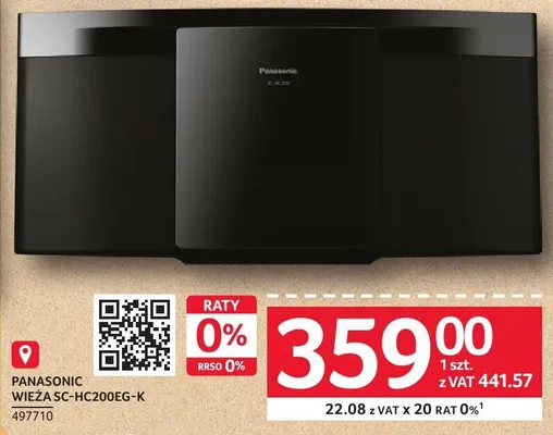 Wieża PANASONIC SC-HC200EG-K 497710 promocja w Selgros