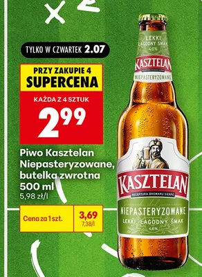 Piwo Kasztelan Niepasteryzowane promocja w Biedronka