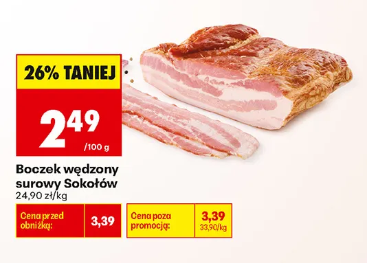 Boczek wędzony surowy Sokołów promocja w Biedronka