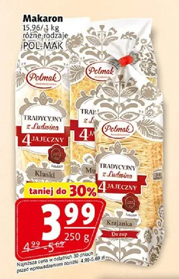 Makaron Tradycyjny z Ludwina 4 Jajeczny Kluski Pol-Mak promocja w Prim Market
