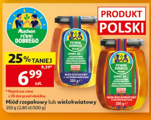 Miód wielokwiatowy Pewni Dobrego promocja w Auchan