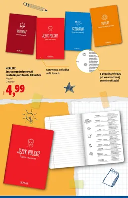 Zeszyt przedmiotowy A5 Herlitz z okładką soft touch 60 kartek promocja w Lidl
