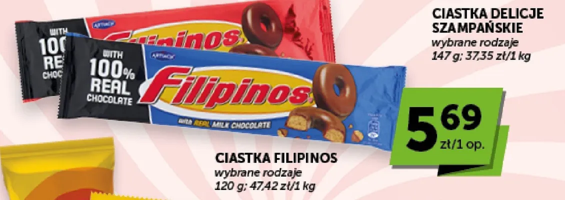 Ciastka Filipinos w czekoladzie promocja w Groszek