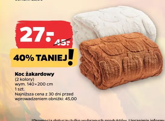 Koc żakardowy 140x200 cm promocja w Netto