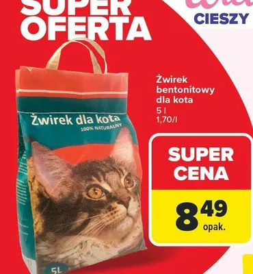 Żwirek bentonitowy dla kota promocja w Carrefour