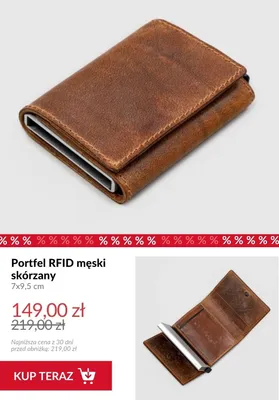 Portfel RFID męski skórzany 7x9,5 cm promocja w Homla