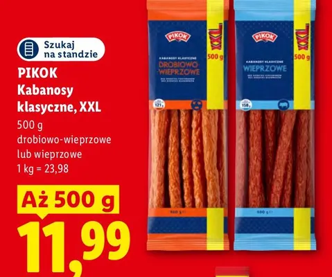 Kabanosy klasyczne XXL drobiowo-wieprzowe Pikok promocja w Lidl