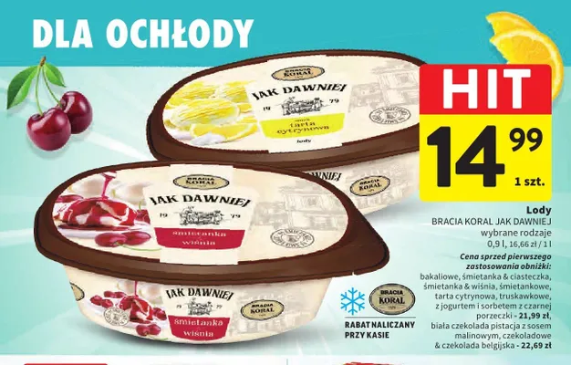Lody Bracia Koral Jak Dawniej śmietanka & ciasteczka promocja w Intermarche