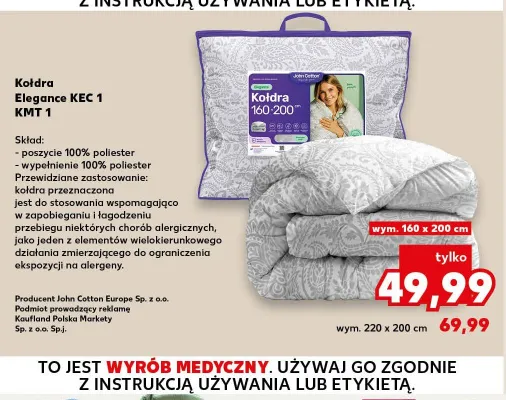 Kołdra Elegance KEC 1 KMT 1 wym. 160x200cm promocja w Kaufland