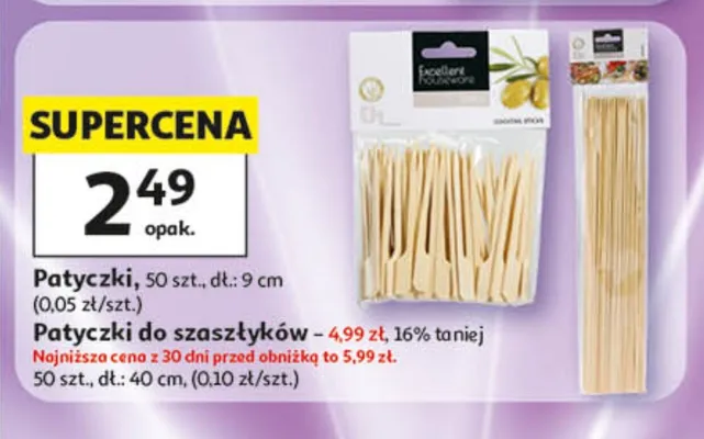 Patyczki 50szt. dł. 9cm promocja w Auchan
