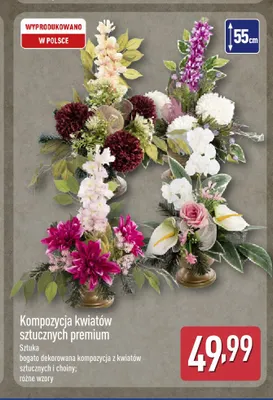 Kompozycja kwiatów sztucznych premium promocja w Aldi
