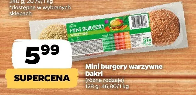 Mini burgery warzywne Dakri promocja w Netto