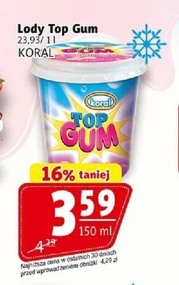 Lody Top Gum Koral promocja w Prim Market