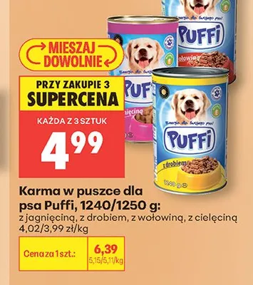 Karma w puszce dla psa Puffi z wołowiną promocja w Biedronka