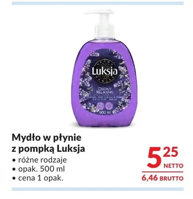 Mydło w płynie z pompką Luksja promocja w Makro