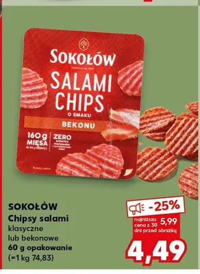 Chipsy salami Sokołów klasyczne promocja w Kaufland