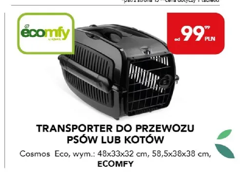 Transporter do przewozu psów lub kotów Cosmos Eco 48x33x32cm promocja w Aquael zoo