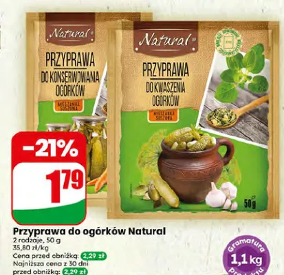Przyprawa do kwaszenia ogórków Natural promocja w Dino